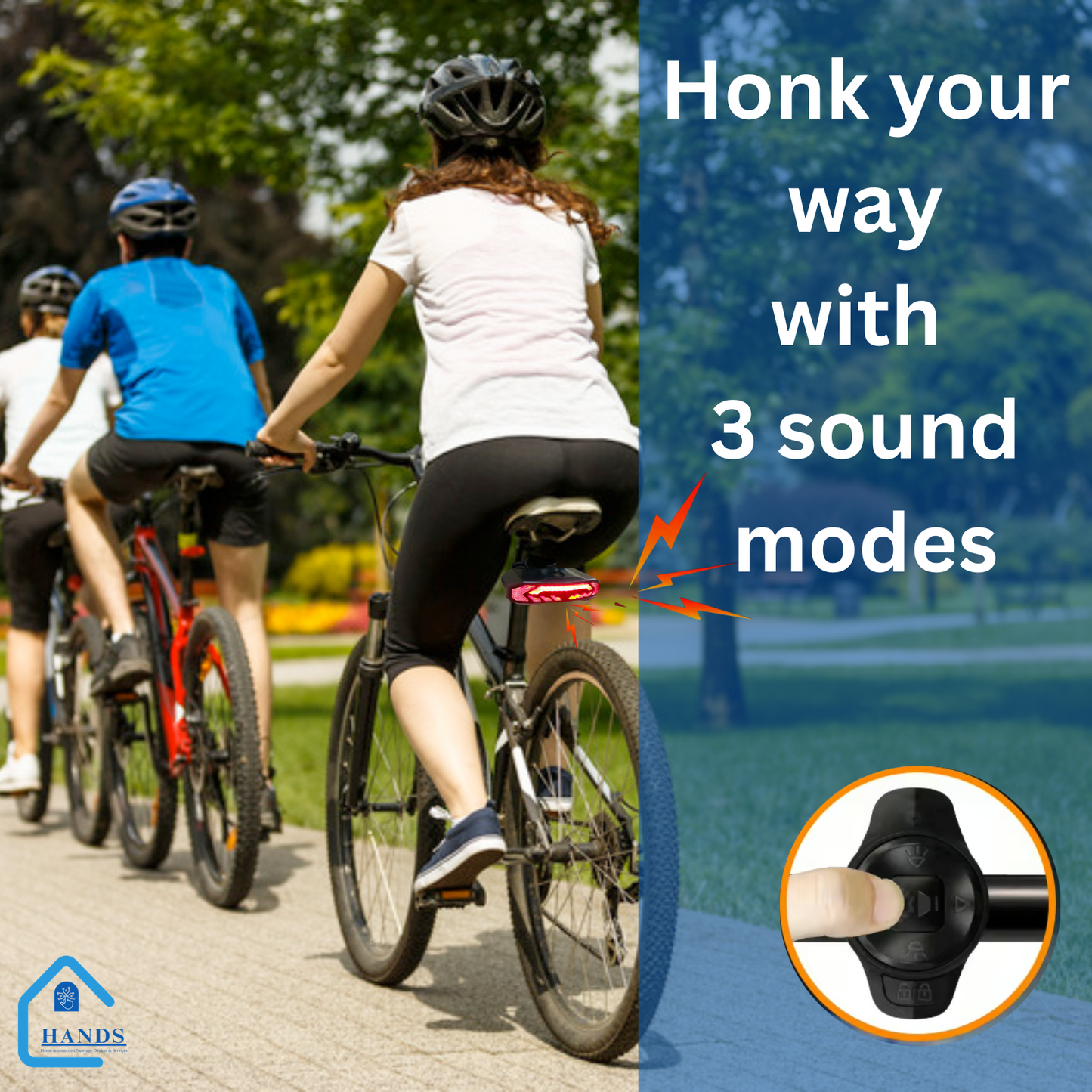 BlinkRider: 5 in 1 Bicycle Rear LED Light | Turn Signal Indicators | Horn | Bike Shield Alarm | Emergency Blinkers | Rechargeable Battery and Wireless Remote for Manual and Electric Bicycles