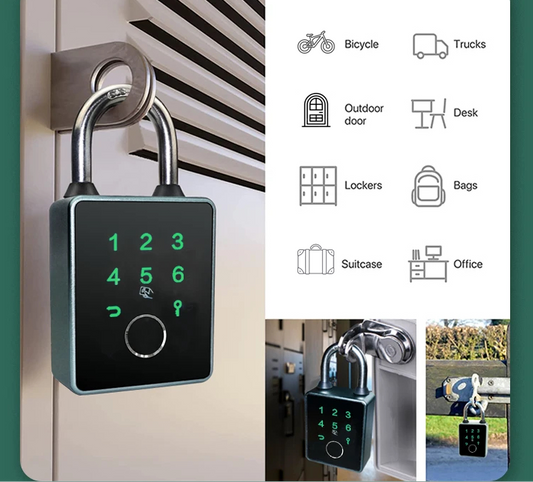 DoorWarden Smart Padlock (Open Box Display Unit) | 5-in-1 access - Fingerprint, Bluetooth App, Password, IC card, Mechanical Key | Keyless entry for Home, Office, Shop, Bike, Trunk