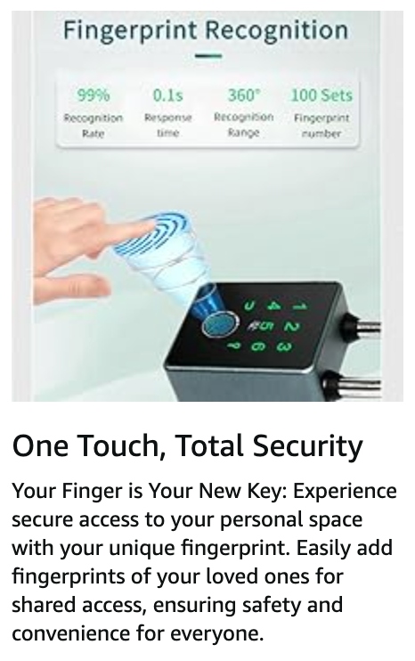DoorWarden Smart Padlock (Open Box Display Unit) | 5-in-1 access - Fingerprint, Bluetooth App, Password, IC card, Mechanical Key | Keyless entry for Home, Office, Shop, Bike, Trunk