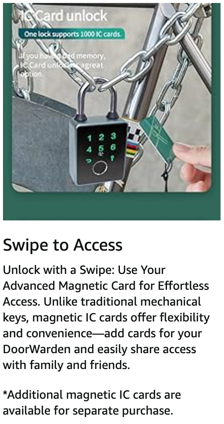 DoorWarden Smart Padlock (Open Box Display Unit) | 5-in-1 access - Fingerprint, Bluetooth App, Password, IC card, Mechanical Key | Keyless entry for Home, Office, Shop, Bike, Trunk
