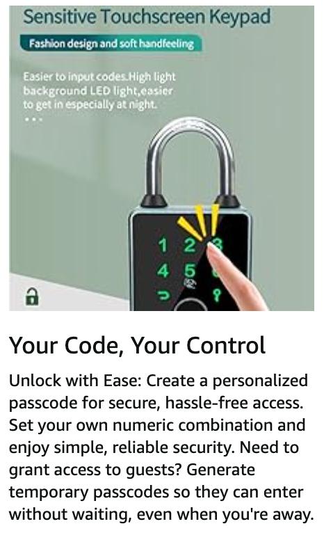 DoorWarden Smart Padlock (Open Box Display Unit) | 5-in-1 access - Fingerprint, Bluetooth App, Password, IC card, Mechanical Key | Keyless entry for Home, Office, Shop, Bike, Trunk