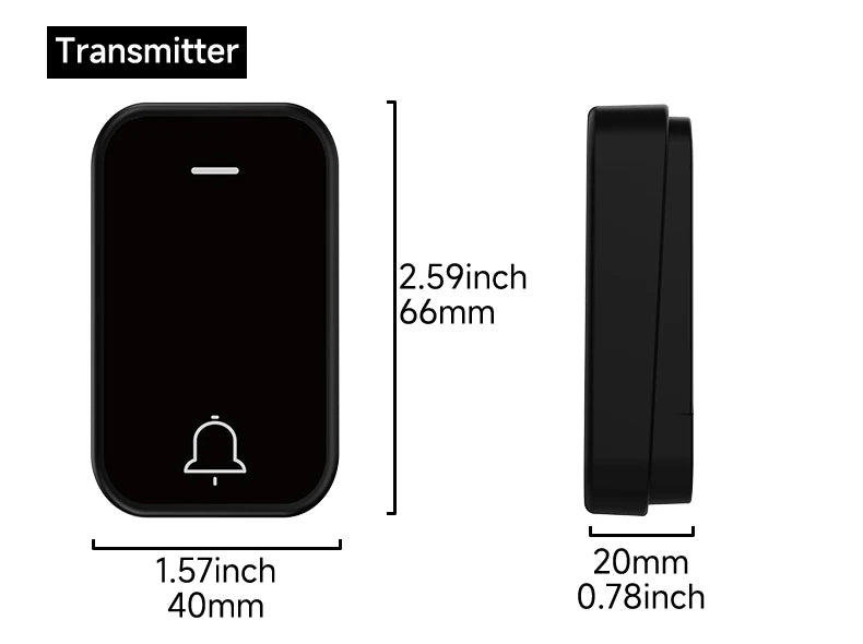 EcoDing Kinetic Doorbell | Color Raven Black | Wireless | No batteries needed