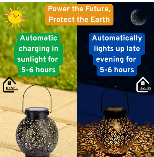 SolarFloret: Decorative Solar Lantern | Floral Pattern Outdoor LED Light for Garden, Balcony, Patio & Tabletop Decor