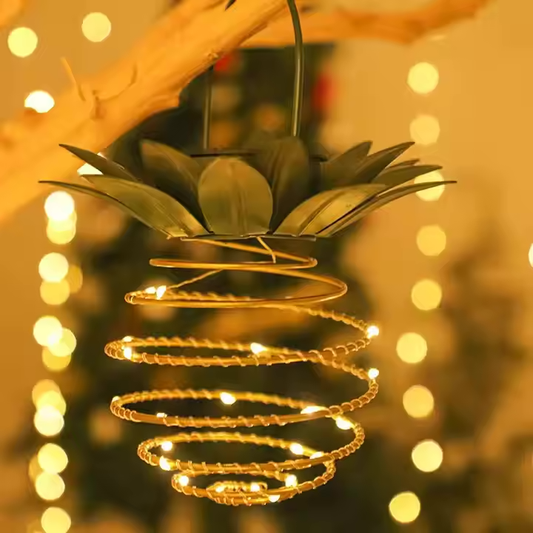 SolarPineapple: Lantern Outdoor Hanging Lights | Decorative LED Garden Lights for Patio, Trees & Balcony – Warm White Glow