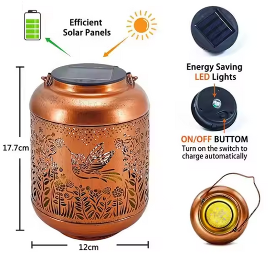 SolarSparrow: Decorative Garden Lantern | Bird Shadow Projection | Solar Powered Outdoor Light for Patio, Lawn & Balcony Décor