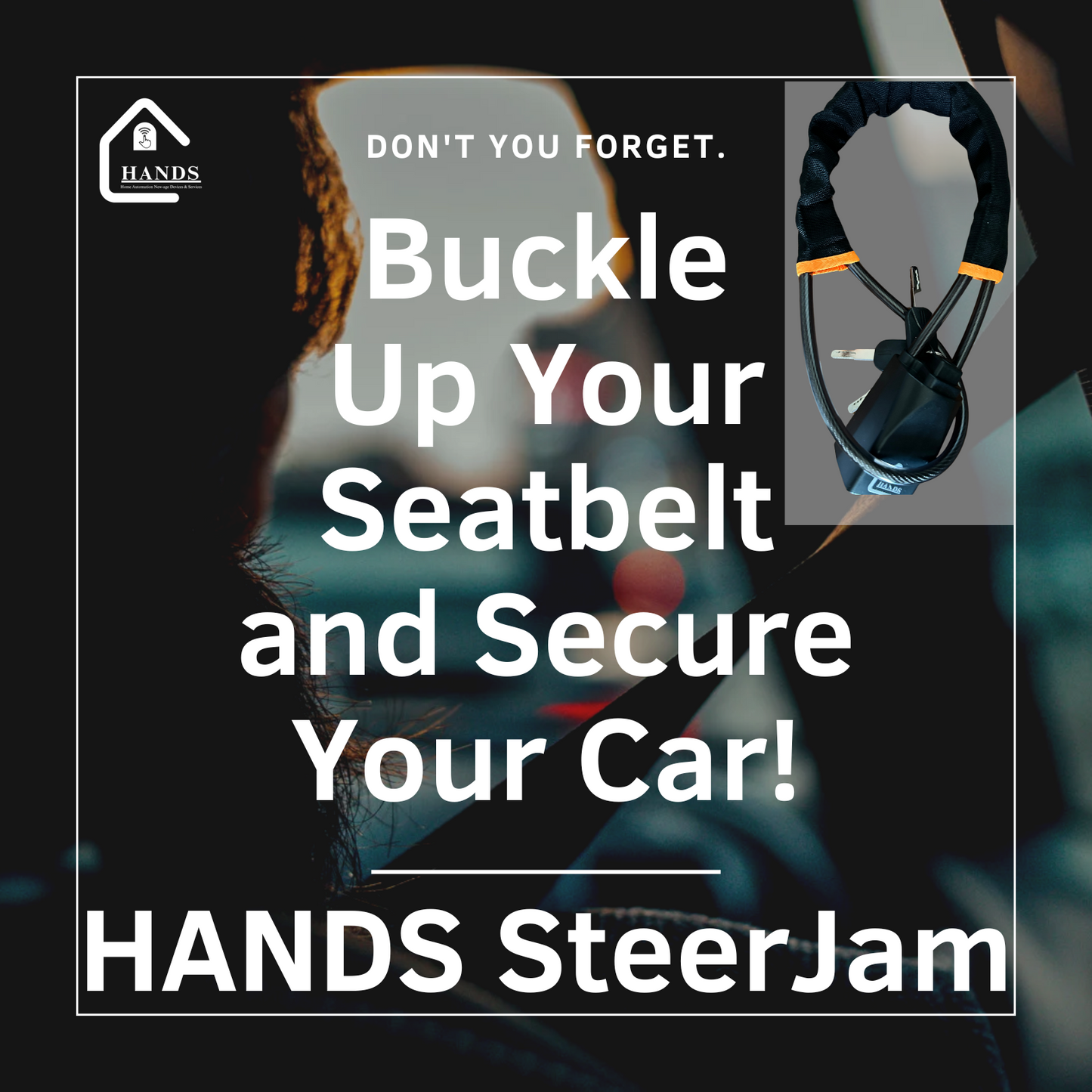 SteerJam: Universal Car Steering Wheel Lock with Seat Belt Locking for Automatic & Manual Transmission Cars, Anti-Theft Device for Cars