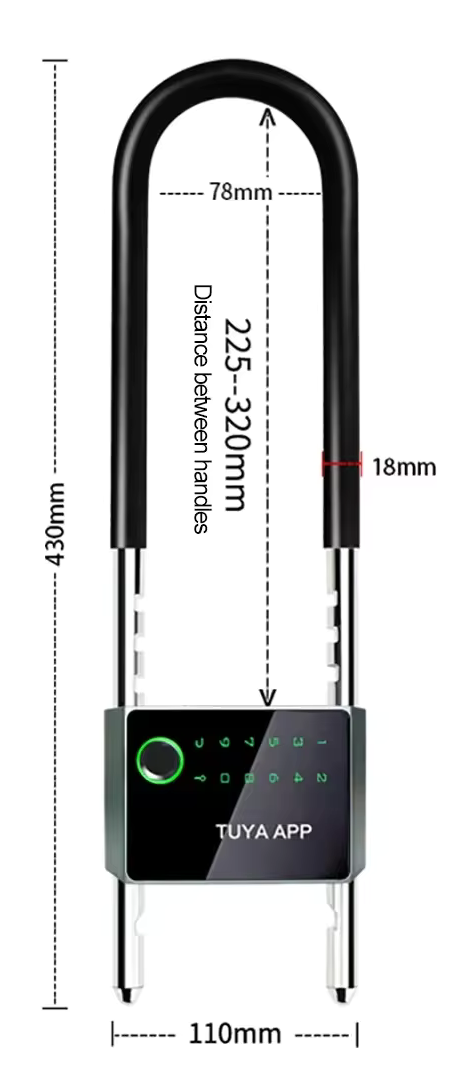 Titan U-Lock: Ultimate 5-in-1 Smart U Shape Lock for Doors, Cabinets, Bikes, and Gates with Multiple Unlock Modes (Fingerprint, PIN, Bluetooth, NFC, Key)