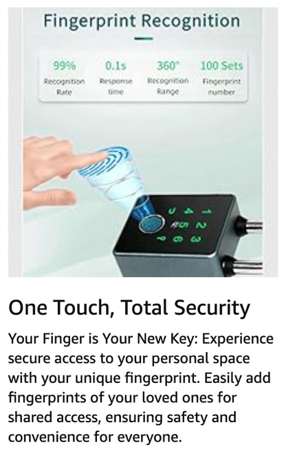 DoorWarden Smart Padlock (Open Box Display Unit) | 5-in-1 access - Fingerprint, Bluetooth App, Password, IC card, Mechanical Key | Keyless entry for Home, Office, Shop, Bike, Trunk