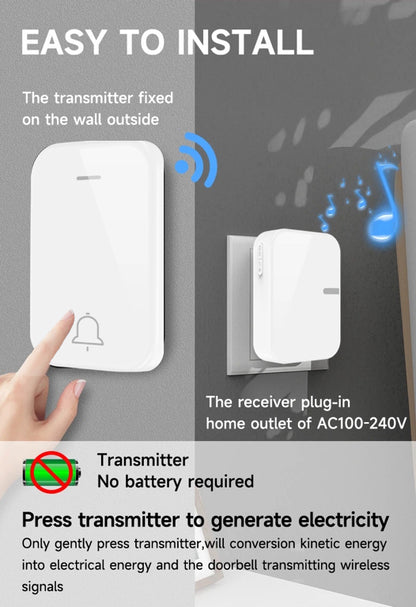 EcoDing Kinetic Doorbell | Color Artic White | Wireless | No batteries needed