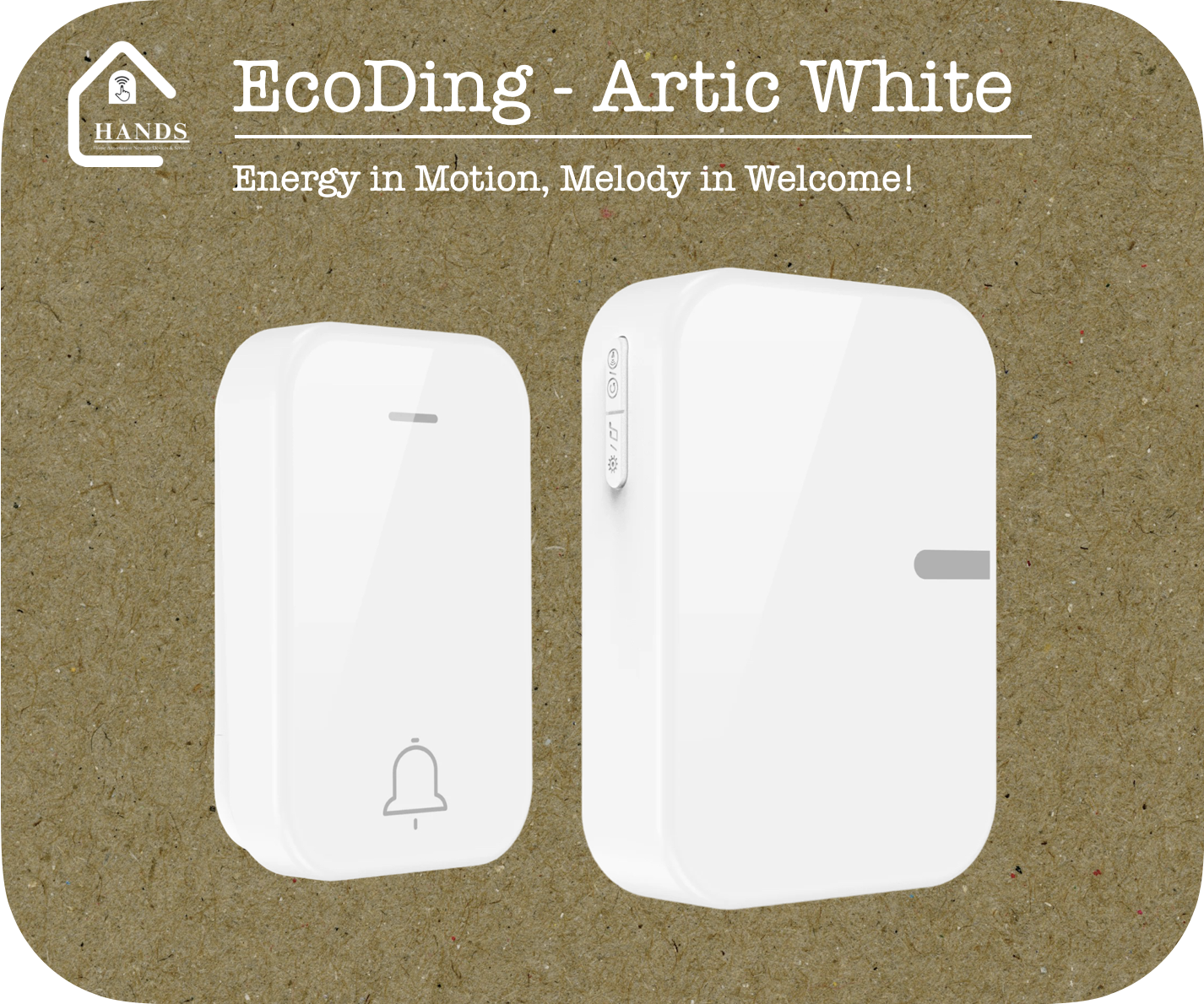 EcoDing Kinetic Doorbell | Color Artic White | Wireless | No batteries needed