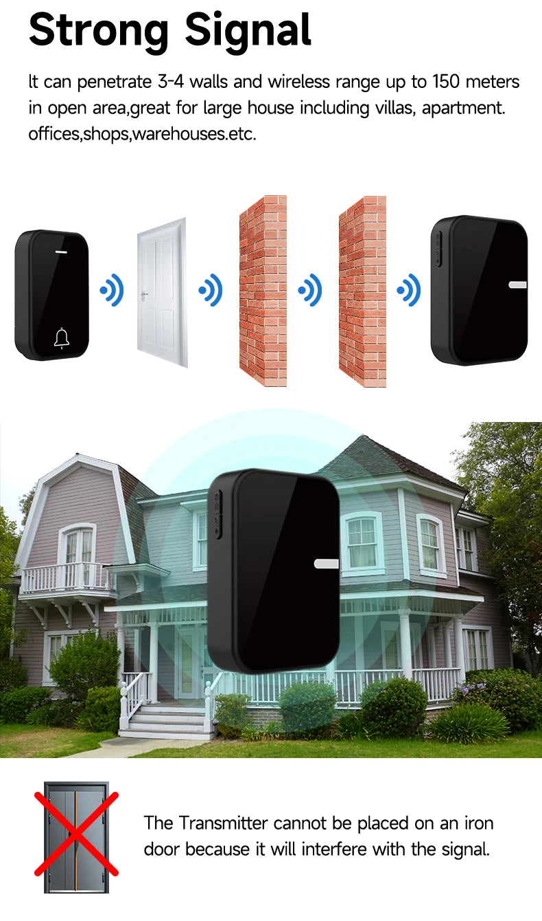 EcoDing Kinetic Doorbell | Color Raven Black | Wireless | No batteries needed