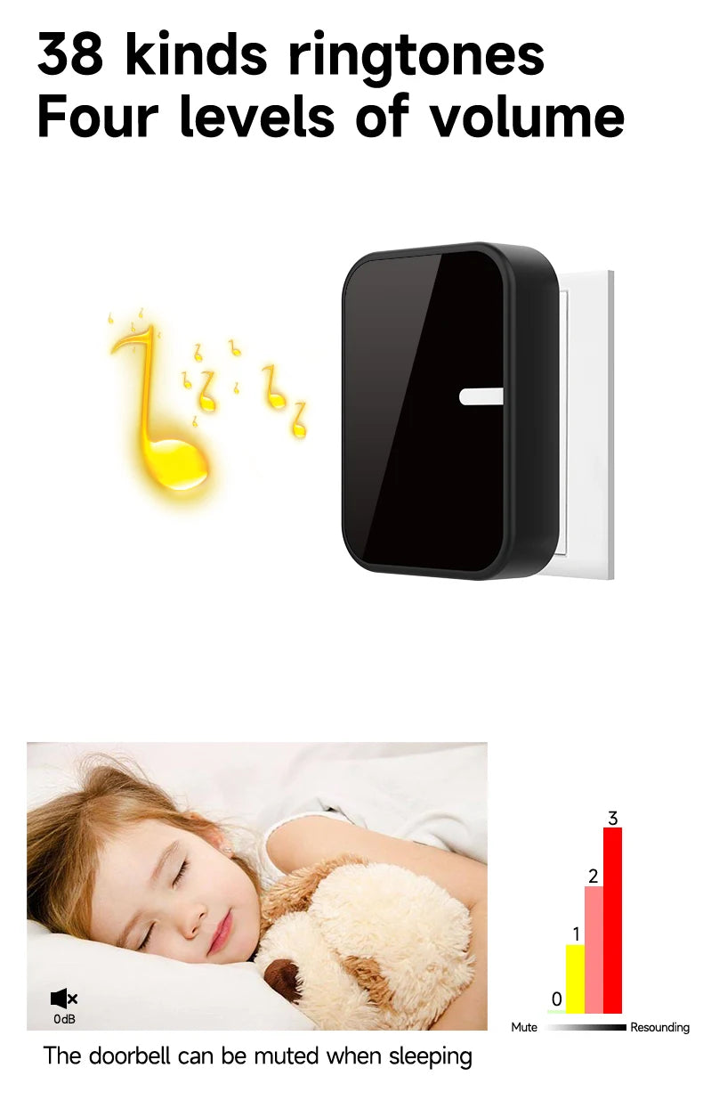 EcoDing Kinetic Doorbell | Color Raven Black | Wireless | No batteries needed