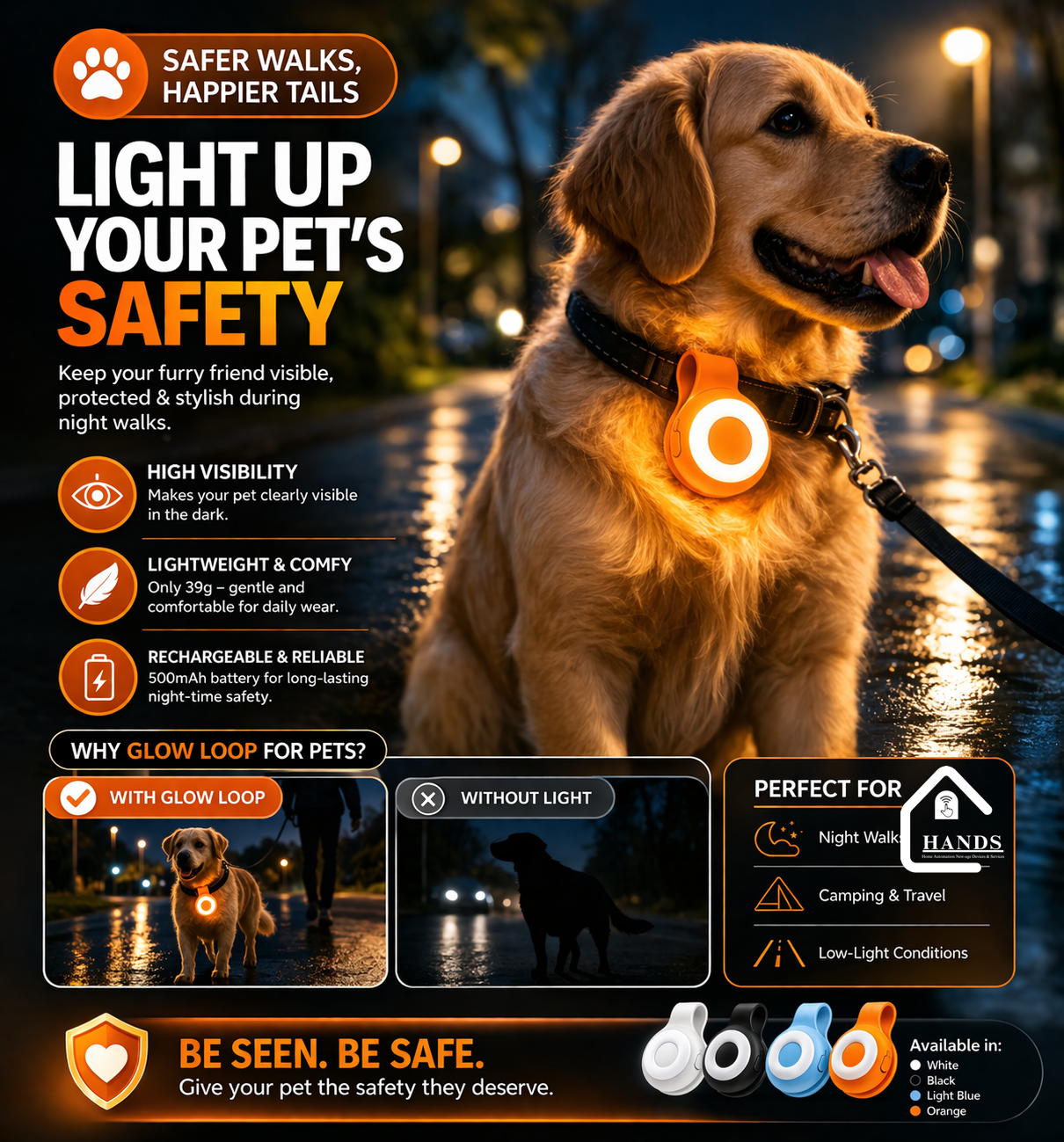 Glow Loop Clip-On LED Light | 5 Lighting Modes | Magnetic Rechargeable | Portable Mini Light for Reading, Photography, Pets & Night Use | Silicone + ABS (500mAh) | Artic White