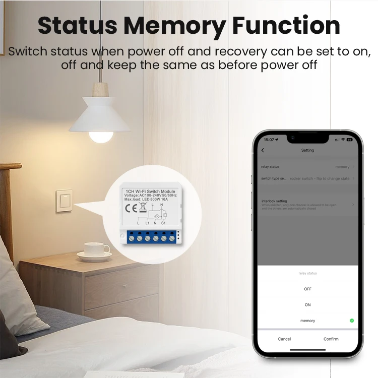 SmartSwitchModule | wifi switch module | 2 Gang / 2 x 150W switches | hides inside wall | Alexa, Smartlife compatible