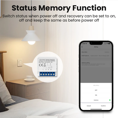 SmartSwitchModule | wifi switch module | 2 Gang / 2 x 150W switches | hides inside wall | Alexa, Smartlife compatible
