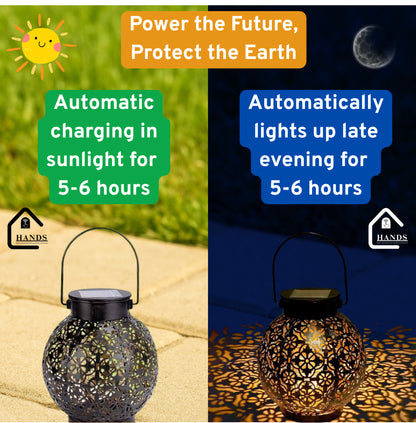 SolarFloret: Decorative Solar Lantern | Floral Pattern Outdoor LED Light for Garden, Balcony, Patio & Tabletop Decor