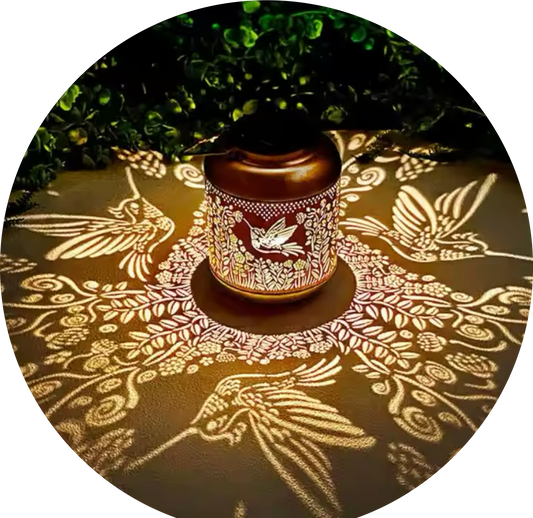 SolarSparrow: Decorative Garden Lantern | Bird Shadow Projection | Solar Powered Outdoor Light for Patio, Lawn & Balcony Décor