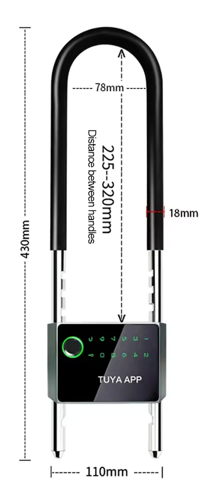 Titan U-Lock: Ultimate 5-in-1 Smart U Shape Lock for Doors, Cabinets, Bikes, and Gates with Multiple Unlock Modes (Fingerprint, PIN, Bluetooth, NFC, Key)