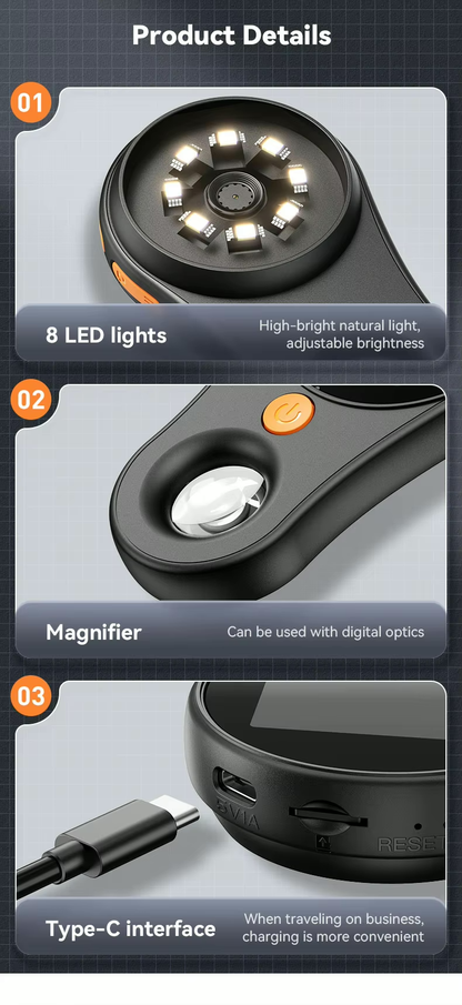 digital microscope with inbuilt light source optical magnifier and type C for charging