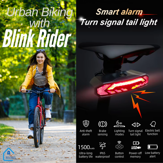 BlinkRider: 5 in 1 Bicycle Rear LED Light | Turn Signal Indicators | Horn | Bike Shield Alarm | Emergency Blinkers | Rechargeable Battery and Wireless Remote for Manual and Electric Bicycles